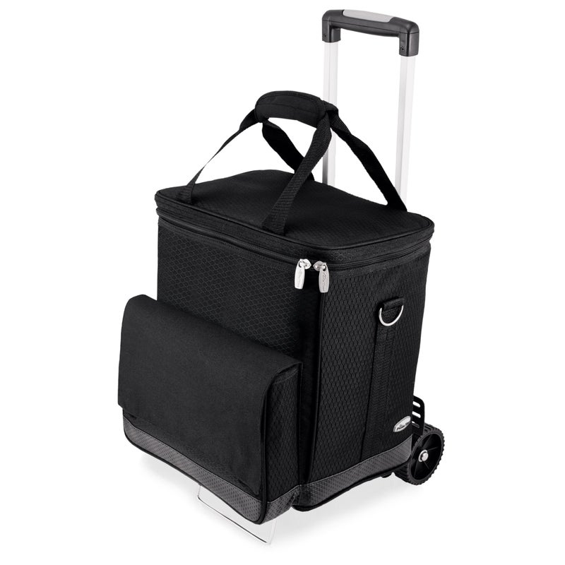 PICNIC TIME Cellar 6-Bottle Wine Carrier & Rolling Cooler Tote, Insulated Padded Wine Cooler Bag for Travel, Portable Bag with Polyester Exterior and Water-Resistant Base, (Black with Gray Accents) - Image 1